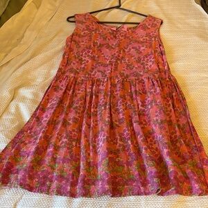Vintage Rainbow-Jo Maui Hawaii Elegant Pink and Green Floral Midi Dress